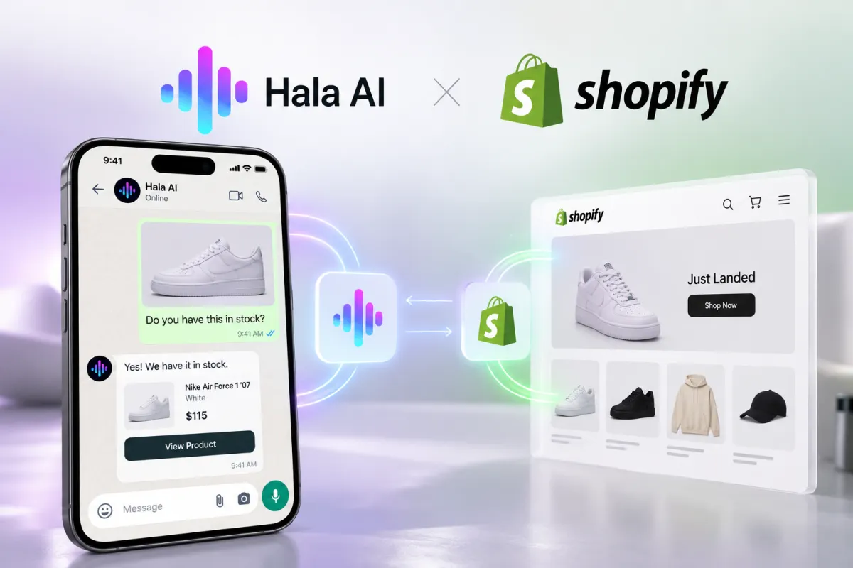 Hala AI Now Integrates with Shopify: Turn Your Store Into a 24/7 AI Sales Assistant